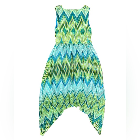 Chico’s Women’s Green Ikat Maida Handkerchief Dress Sleeveless V-Neck Size 0 - Picture 3 of 13